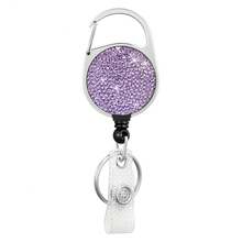 1pc Colorful Rhinestone Retractable ID Badge Reel, Adjustable Length, Hard Shell ID Card Holder Keychain Suitable For Metro Card, ID Card, Work Badge, Student ID, Exhibition Badge, Event Pass - Clay With Diamonds - View 15