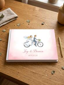 1pc Customized Wedding Guest Book With Watercolor Floral Design, Can Customize Couple's Names And Date, Unique Wedding Memorabilia, Suitable As Wedding Gift - Multicolor - View 14