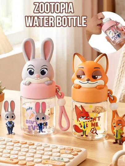 290毫升朱迪兔水瓶，防漏密封结构，轻巧便携，材质耐用，易于清洁，单瓶包装，适合居家、办公、户外、旅行、日常使用，是卡通迷、电影迷、朱迪兔爱好者、家人、朋友、同事的理想礼物。