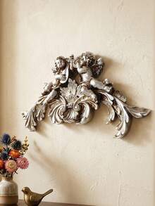 1 bức tượng thiên thần chơi nhạc cụ kiểu châu Âu cổ điển, trang trí treo tường, chất liệu nhựa resin mạ vàng/bạc, thích hợp trang trí tường nhà, khách sạn, đám cưới, tiệc tùng và làm đạo cụ chụp ảnh. - Nhiều màu - Xem 11