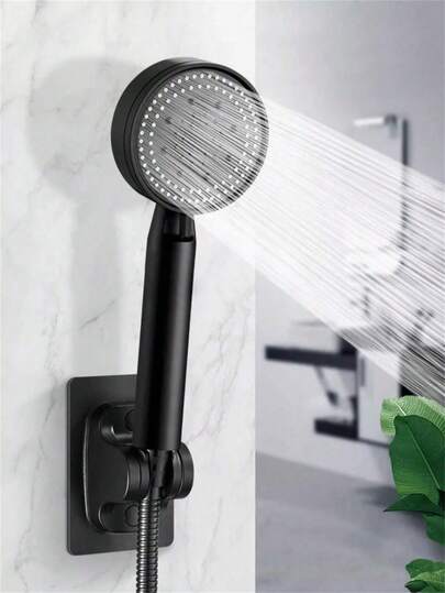 1/3 piezas Cabezal de ducha de alta presión: 5 modos de rociado, cabezal de ducha poderoso con niebla fuerte, boquilla de silicona mini, adecuado para flujo de agua alto y bajo - Montado en la pared, de plástico, diseño redondo para decoración del hogar y del baño, decoración de otoño