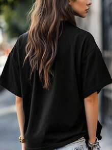 Me Siento Como  En 2012, Camiseta Casual de Manga Corta con Estampado de Letras Retro Simple, Camiseta de Mujer con Estampados de Moda para Todas las Temporadas, Top Casual Simple de Manga Corta para Mujer, Camiseta de Manga Corta con Cuello Redondo para Fiestas, Regalos, Vacaciones, Uso Diario, Camiseta Holgada, Casual y Versátil, Camiseta Y2k, Camisa - Negro - Ver 3