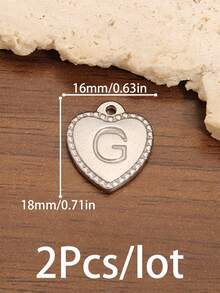 2个A-Z英文字母吊坠，不锈钢心形字母饰品，爱心字母吊坠，珠宝制作材料，DIY手工耳环、手链、项链配件 - 愛心字母 - 查看 37