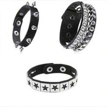 Bộ 3 vòng tay da PU màu đen kiểu Gothic đính đinh tán phong cách Punk, dành cho nam và nữ. - Đen #1 - Xem 1