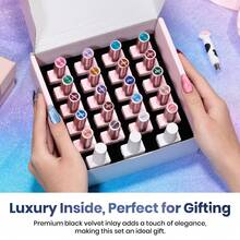 Beetles 8ML 20 Colors Gel Nail Polish Set, Nude Pink Green Blue Red Cat Eye UV Gel Polish With Base & Top Coat, All Season Manicure Kit For Beginners DIY Nail Art Home Gifts For Women - 20 Colors 8ml Moonlit Nebula - 查看 3