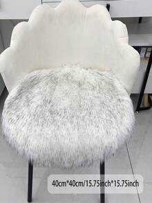 1pc Grey Long Plush Small Round Decorative Rug, Round Faux Fur Faux Sheepskin Carpet, Fluffy Machine Washable Small Rug, Suitable For Nail Table, Fluffy Carpet, Cosmetic Display Decoration Small Round, Various Photography Decoration, Home Decor Minimalist Ins Style Decorative Carpet, All Season Use - Black Tip - View 5