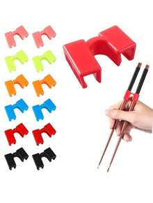 5/3/2/1pcs Beginner Plastic Chopstick Holder, Solid Color Reusable Chopstick Training Aid, Beginner Training Tool, Suitable For All Ages, Reusable Kitchen Accessory, Help You Master Chopstick Skills, Dining Utensils And Tableware, Christmas Gift - Multicolor - View 2