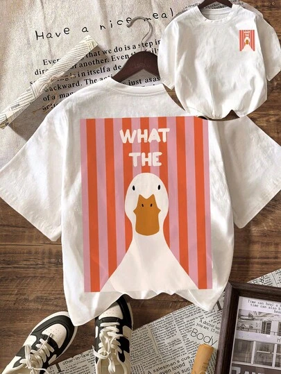 WHAT THE Summer Tops For Women, Holiday Outfits For Women, T-Shirts For Women, Summer Outfits, Casual Blouses For Women, Women's Casual Round Neck Short Sleeve T-Shirts White