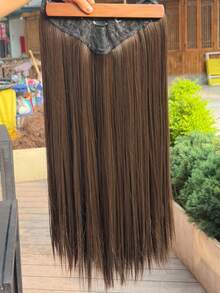 Tóc nối thẳng dài 26 inch WIGGAGA với 5 kẹp cài, thích hợp cho nữ và bé gái trong kỳ nghỉ hè và ngày Valentine. - màu nâu - Xem 5