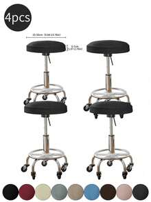 1/4/6 件装吧台凳套，圆形凳套，带松紧带，吧台凳座套，可水洗凳垫套，采用弹力厚实面料，高弹圆形椅套，柔软椅垫套，适用于直径 9-13.7 英寸的凳子，米色 - 彩色 - 查看 26