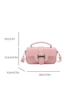 Women's Handbag, Fashionable Pink Flap Square Bag, Versatile Commuter & Street Shoulder/Crossbody Bag - Pink - View 6