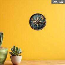 2D plat, piesă unică 2D plată, design vintage cu busolă, semn vintage, decor de perete (8 * 8 inci, 20 * 20 cm) - idee de cadou unică, potrivită pentru cadouri de la prieteni, perfectă pentru Crăciun, Halloween și alte sărbători, decor de perete pentru bar și restaurant, 2D plat, temă de sărbători, 2D plat (poziție aleatorie a găurii) - A - Vizualizare 4
