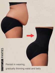 Seamless High-Waisted Shapewear Panties, Slimming And Tummy Control, Waist Trainer, Shapewear Shorts, Women's Underwear, Flat Tummy Shaping Pants, Women's Underwear, Butt-Lifting Panties. - 黑色 - 查看 13