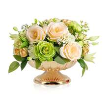 WAXJJDW 2/10pcs Vintage Gold Composite Flower Vases, 4 Inch Small Pedestal Metal Urn Vases, Elegant Centerpiece For Wedding, Party And Home Dining Table Decor - Lotus Flower Vase - View 4