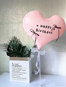 1pc Custom Balloons, Custom Wedding Decor Balloons, Personalized Matte Pink Heart Balloons-These 20-Inch Matte Pink Foil Heart Balloons Are The Perfect Choice For Birthday Parties, Wedding Decorations, And Coming-Of-Age Celebrations - Multicolor - View 5