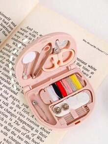 1 Set Portable Pink Sewing Box Small Sewing Kit Multipurpose Sewing Tools Combo Set -- Foldable, Sewing Supplies And Accessories Travelers And Emergency Clothing Repairs!Travel Bottles Travel Kit Travel Mug Travel Size Travel Toiletry Bag Travelling Organizer Holiday Accessories Travel Kit Set Travel - Màu Hồng baby - Xem 4