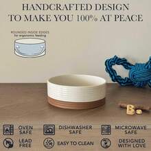 Mora Ceramic Pet Bowl Size Medium - Food/Water Dish For Large Puppies, Cats, Retrievers, Medium Sized Dogs, Ect. 28oz Or 4 Cups - Basic Bowls For Your Dog Or Cat, Mix And Match For A Set - Vanilla - 燕麥 - 查看 3