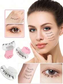 2pcs Silicone Eyelash Stamp Set (Left And Right Designs, Specially For Lower Lashes) - Eyelash Stamp, Eyeliner Stamp, Eyelash Decoration Practice Tool, Eyelash Stickers, Lower Lash Silicone Assist Tool, Handmade V-Shaped Drawn False Lashes - Multicolor - View 8