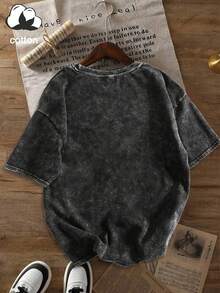 Áo thun nữ chất liệu cotton mài kiểu retro in hình nhạc và phim. - màu đen - Xem 7