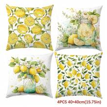 Bộ 4 vỏ gối chủ đề chanh, in một mặt, chất liệu nhung đào, kích thước 45*45/50*50/40*40CM, thích hợp cho ghế sofa vải hiện đại, trang trí nội thất, tiệc tùng, làm quà tặng. - Nhiều màu - Xem 14