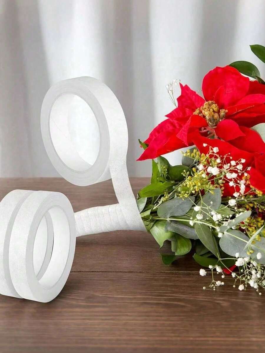 1/2/4 Rolls Floral Decorative Tape, Suitable For Bouquet Stem Wrapping, White Floral Tape, Applicable For Floral Design Projects, Corsages, Wedding Bouquets - Multicolor - View 1