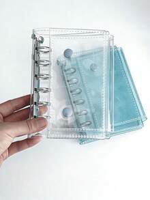 A7 Transparent Loose-Leaf Notebook, Blank Pages, Transparent Loose-Leaf Notebook, Sticker Notebook, Tri-Fold Soft Leather Notebook, PVC Transparent Replaceable Pages, Large Capacity Portable Loose-Leaf Binder, Suitable For Photo Album, DIY, Sticker Storage - Transparent - View 8