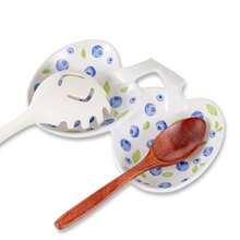 Spoon Rest For Stove Top: Ceramic Spoon Holder Cooking Spoon Rest For Kitchen Counter Decor H-Resistant E And Blue - White and Blue - View 7