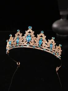 A Stylish And Exquisite Alloy Crown Suitable For Women's Wedding Party Hair Accessories,Summer,Beach - Baby Blue - View 8
