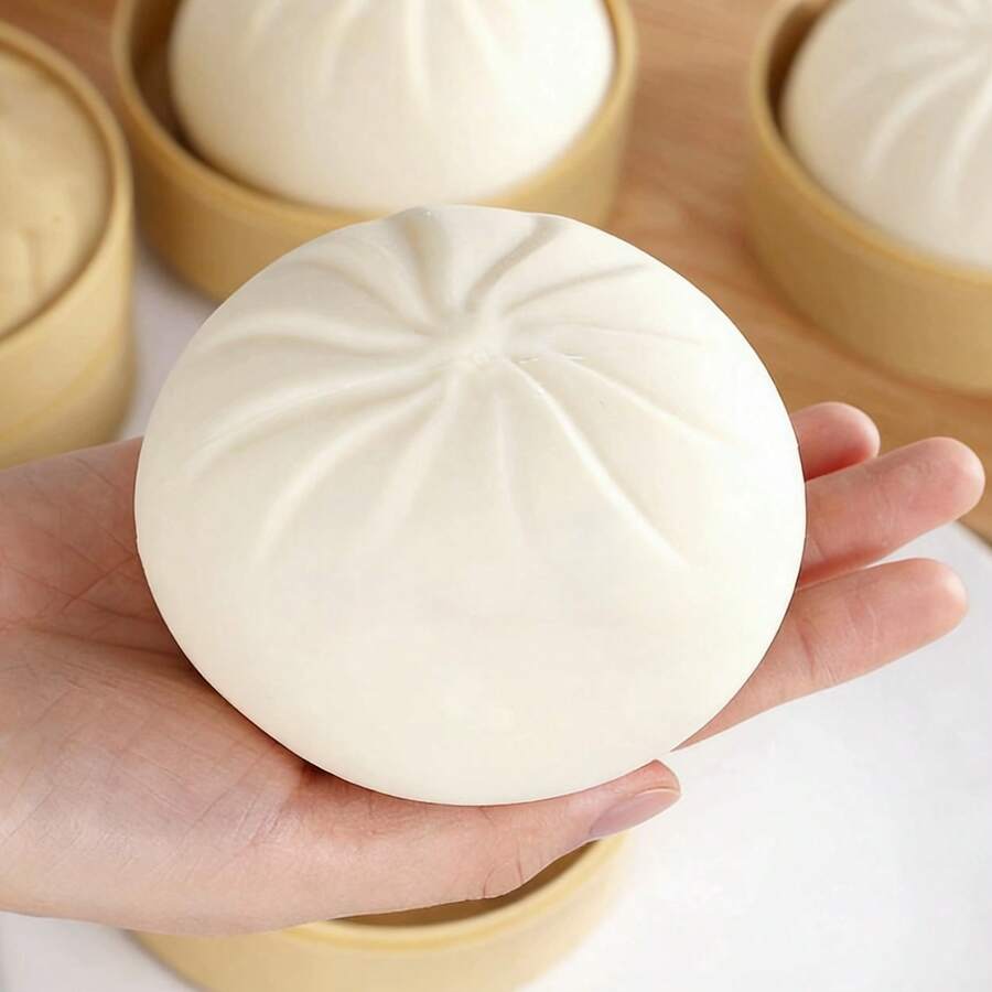 1/2 món đồ chơi bóp mềm hình bánh bao hấp thực tế, đồ chơi giảm căng thẳng có độ đàn hồi chậm, quà tặng hài hước cho người lớn.