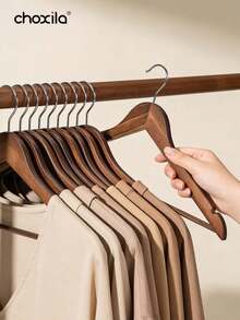 1/5/10pcs Wooden Clothes Hangers Without Slide Bar, Premium Durable Wood Closet Organizer For Suits Coats Pants Shirts, Heavy-Duty Wardrobe Storage Solution, Non-Slip Grips Clothing Hanger Set For Home Bedroom Laundry Room Organization, Strong Wooden Coat Hanger Perfect For Daily Use And Professional Display, Stylish Wooden Garment Hangers For Jacket Dress Sweater Storage - Multicolor - View 2