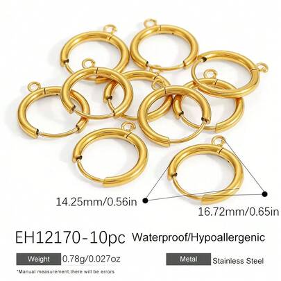 10 pièces Anneaux ouverts pour boucles d'oreilles, accessoires de bijouterie polyvalents en acier inoxydable pour le DIY