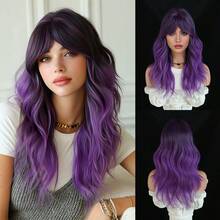 7JHH WIGS 中长款紫色波浪假发，20英寸蓬松卷曲刘海，高密度全机织耐热纤维合成假发，适合角色扮演、万圣节、嘉年华、音乐节等派对佩戴。 - 紫羅蘭色 - 查看 13