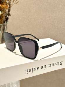 1pc Unisex Square Geometric Frame Metal Decor Contrast Color Y2K Retro Streetwear Minimalist Fashion Glasses, Suitable For Vacation - Multicolor - View 17