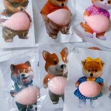 Hình dán trang trí điện thoại hình chú chó Corgi 3D mềm mại, màu hồng nhạt, thích hợp để bóp bụng và trang trí nhà cửa. - Nhiều màu - Xem 3