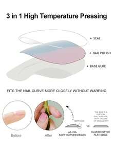 20 miếng dán móng tay gel bán khô, màu tím nhạt, miếng dán móng nghệ thuật mùa hè, decal móng tay Y2K, cần đèn UV để làm khô, chất lượng salon tự làm, độ bóng lâu dài, phù hợp cho việc chăm sóc móng hàng ngày của phụ nữ. - Bụi tím - Xem 7