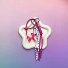 1个闪光气球狗心形挂绳，渐变粉白编织钥匙扣，少女背包挂饰 - A - 查看 11