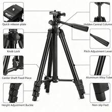 Portable Aluminum Alloy Extendable Tripod - Universal Smartphone And DSLR Camera Stand, Suitable For Outdoor Photography, Selfie, Live Streaming - A - View 5