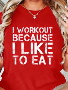 Shirt I Work Because I Like To Eat Funny Fitness Gym ShirtsLoose And Comfortable2026 Halftime Show Shirt - Red - View 4