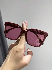 1-2pcs Square Plastic Full Frame Popular Design Hot Girl Style Perfect Best Friend Style Fashion Eyeglasses For Women-Vacation Outfits,Street Snap,Musical Festival,Party Fashion Accessories Suitable For All Face Shapes - Multicolor - View 3