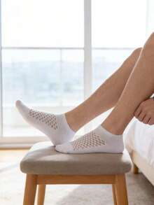 1 đôi tất lưới mỏng nhẹ mùa hè dành cho nam, kiểu dáng thấp cổ, buộc dây, màu trắng, đơn giản và dễ phối đồ, thích hợp để mang khi tập gym. - Nhiều màu - Xem 3