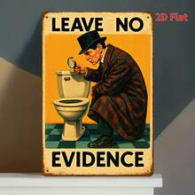 1pc Vintage Metal Bathroom Decor Sign | Magnifying Glass Crime Scene Evidence, 8" X 12" - Toilet Decoration For Home, Office, Cafe, Bar - Humorous Crime Scene Poster - Retro Aesthetic, Durable Flat 2D Sign - Multicolor - View 3