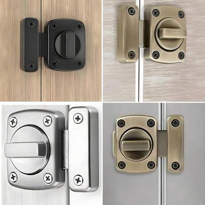 Bộ 1/2 chốt cửa xoay, chốt cửa trong nhà, chốt cửa phòng tắm, chốt cửa xoay đôi cho cửa trượt, khóa cửa, thích hợp cho cửa cho thú cưng, tủ quần áo, phòng ngủ, tủ, tủ rượu, hàng rào.