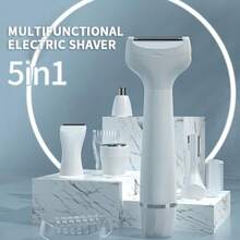 Yuehuam Depiladora Facial Pluxy Epil Pro 3.0 para Mujer Depiladora Facial Pluxy Afeitadora Corporal Y Facial Indolora 5 En 1 Recortadora de Bikini Recargable para Rostro Piernas Axilas Y Nariz. - Blanco - Ver 8