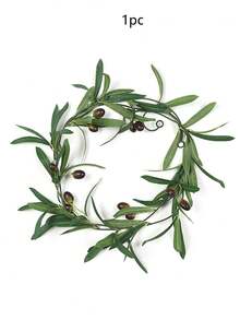 1 pieza - Enredadera de hojas de olivo artificial - Flor artificial verde realista - Para patio/jardín/piscina/exterior/arco/fiesta/boda/cumpleaños/banquete/té/evento nocturno - Adecuado para primavera - Ver 10
