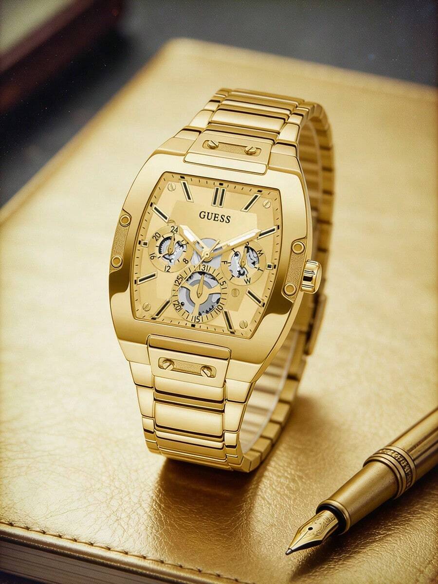 男士石英表，不锈钢材质，优雅简约风格，带日历功能，男士手表 GW0456G2 GW0456G4 - 金色 - 查看 1