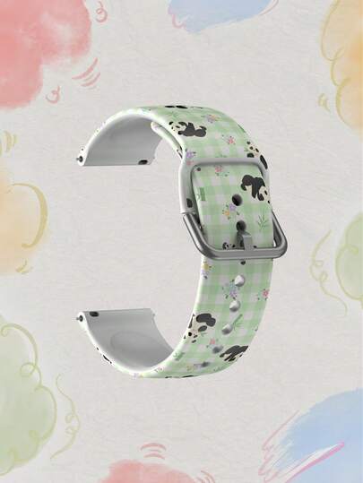 20/22毫米通用智能手表表带，兼容三星、荣耀智能手表 - 硅胶纹理表带，可爱熊猫图案，适用于GT2/GT3、Watch 3/Galaxy等型号，时尚潮流，男女皆宜，适合日常佩戴，快拆表带，适合度假、旅行、户外活动等场合。