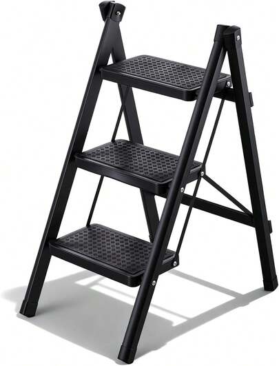Escalera De 3 PeldañOs, Escalera Plegable Y Antideslizante, Escalera DoméStica, PortáTil De FáCil De Guardar, Escalera Para Casa Y Cocina, Biblioteca, Mantenimiento, AlmacéN