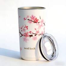 1/2 chiếc cốc giữ nhiệt in hình hoa anh đào mùa xuân, cốc có ống hút tái sử dụng dành cho học sinh, cốc cà phê sáng tạo tiện lợi mang đi. - Nhiều màu - Xem 1
