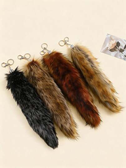 POKOJA LAND 1 件时尚蓬松狐狸尾巴包饰多色毛茸茸的尾巴包配件适用于手提包钱包送给朋友的完美礼物节日创意礼物狼尾巴小礼物浣熊尾巴送给她的礼物