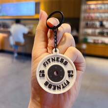 Fitness Barbell Keychain Pendant Couple Car Bag Keychain Sports Small Pendant - Epoxy Resin Dumbbell Pendant - White (without Packaging) - View 6